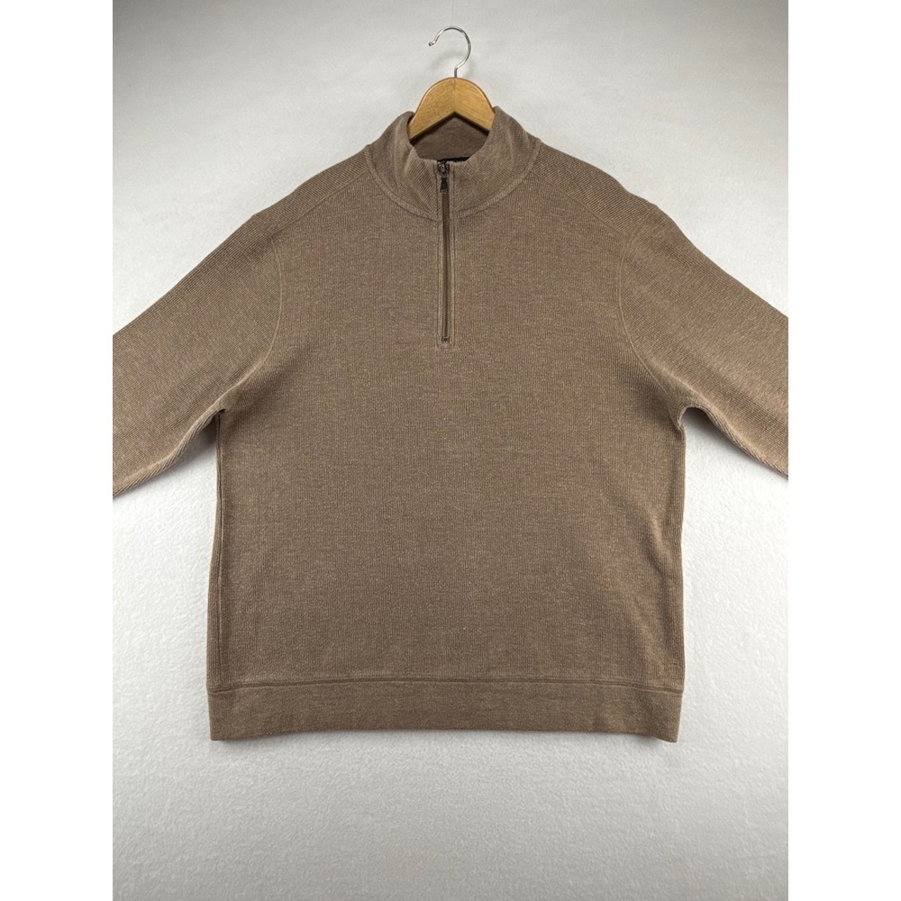 Banana Republic Quarter Zip Sweater Mens XL Tan Brown Ribbed Pullover